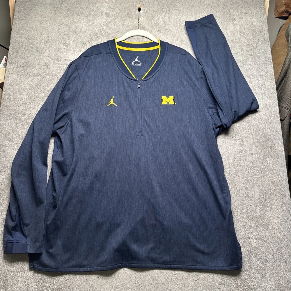 Nike Michigan Jumpman Half Zip Pullover Navy Blue‎ Performance Top XXL